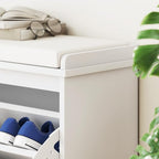 HOMCOM Narrow Shoe Bench with Padded Seat Cushion and Flip-Drawer, Small Entryway Bench Holds up to 265lb, Shoe Cabinet, 31.5x10.2x18.7 Inches, White - color: White, size: 31.5" x 10.2" x 18.7"