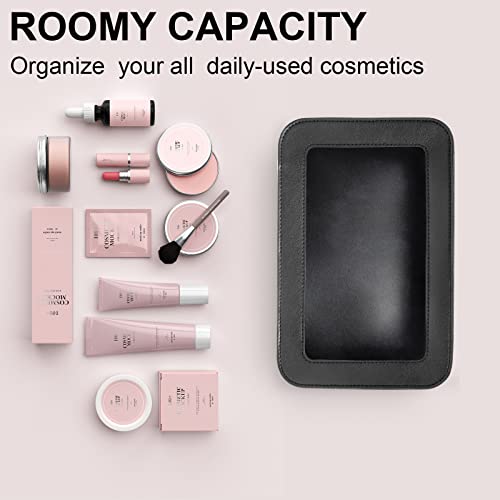 LETGO Clear Makeup Bags, TSA Approved Toiletry Bag with Zipper, Clear Makeup Organizer Fit Carry-on Travel Essentials,Car Essentials for Women Men (C-Black) - color: C-Black