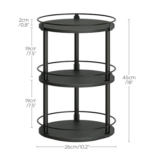 YATINEY 3-Tier Lazy Susan Organizer, Rotating Spice Rack, Spinning Organizer, Industrial Turntable Spice Rack Organizer for Cabinet, Kitchen Countertop, Pantry, Black SR23BK - color: Black, size: 10.2"L x 10.2"W x 18"H