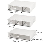 Lyellfe 3 Tier Small Desk Organizer with 6 Drawer, Stackable Desktop Storage Box, Portable Size Office Supplies Jewelry Storage Case, Makeup and Stationary Organizer for Cosmetic, School Supply