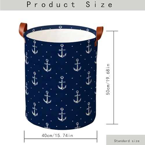 Laundry Basket 15.75 x 15.75 x 19.7 Inch Oxford Fabric Clothes Hamper with Nautical Anchor Pattern Foldable Laundry Storage Bin with Handles for Bedroom Bathroom Dorm Dirty Clothes Organizer - color: Colorful579