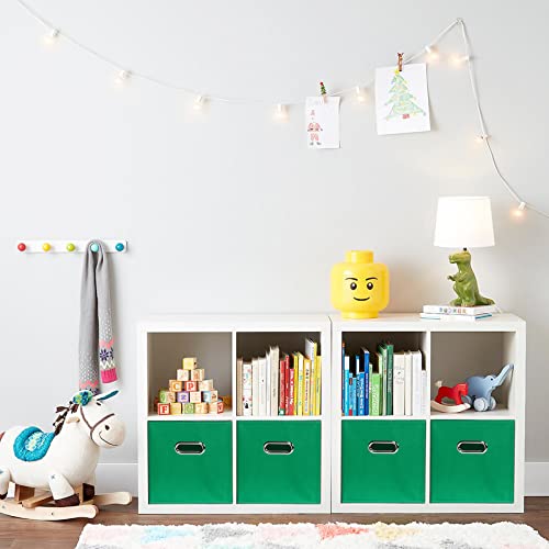 Fabric Cloth Storage Bins,Fabric Cube Bins Organizer with Dual Handles Foldable Cube Storage Baskets for Home Bedroom Storage,Set of 3,(Green) - color: Green, size: 3 Pack