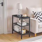 HOOBRO Black Side Table, 3-Tier Metal Side Table, Small Black Table with 2 Flat or Slant Adjustable Shelves for Small Spaces, Hallway, Living Room, Bedroom, Sturdy, Easy Assembly, Black BB23BZ01G1 - color: Black