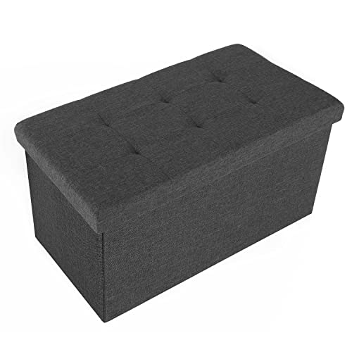 Seville Classics Large 30" Foldable Bench Ottoman Footrest Storage Chest Coffee Table Stool, for Bedroom, Living Room, Entryway, Lounge, Modern Gray, 1-Pack - color: Modern Gray, size: 15.7"D x 30"W x 15.7"H