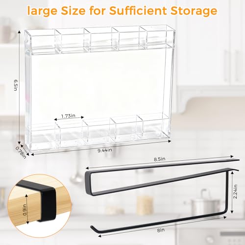 Kitchen Cabinet Straw Holder: Acrylic Organizer and Hanging Lid Rack with Adhesive for Door – Cup Tumbler Accessories Storage Set