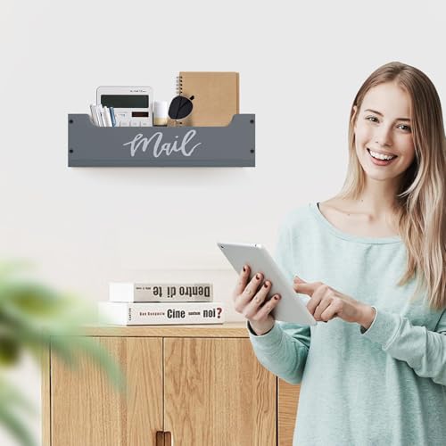 White Wooden Mail Organizer Countertop (Grey + White) - color: Grey + White