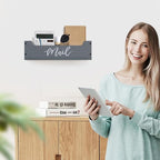 White Wooden Mail Organizer Countertop (Grey + White) - color: Grey + White