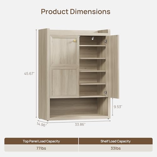 SICOTAS Shoe Cabinet Storage for Entryway - 72-Pair Shoe Cabinets with Doors and Adjustable Shelves, Farmhouse Large 7-Tier Shoes Storage Cabinet for Mudroom Closet Hallway, Grey White Oak, 3PCS - color: Grey White Oak, size: 3 Pieces