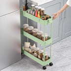 SPACELEAD Slim Storage Cart 3 Tier,Bathroom Organizer Rolling Utility,Mobile Shelving Unit Slide Out for Office, Kitchen, Laundry Room & Narrow Places，Green - color: Green