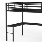 Bellemave Full XL Size Metal Loft Bed with L Shaped Desk and Wardrobe, Heavy Duty Loft Bed Frame with Storage Stairs, LED Loft Bed Frame with Charging Station & Safety Guardrails, Black - color: Black, size: Full XL