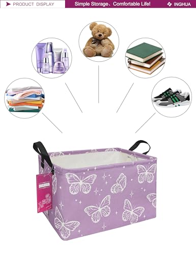 Rectangular Storage Basket Fabric Organizer Bin for Toys,Books,Clothes,Gifts,Pets-Perfect for Home,Office,Nursery,Dorm,Shelf(Rec-butterfly ) - color: Rec-butterfly