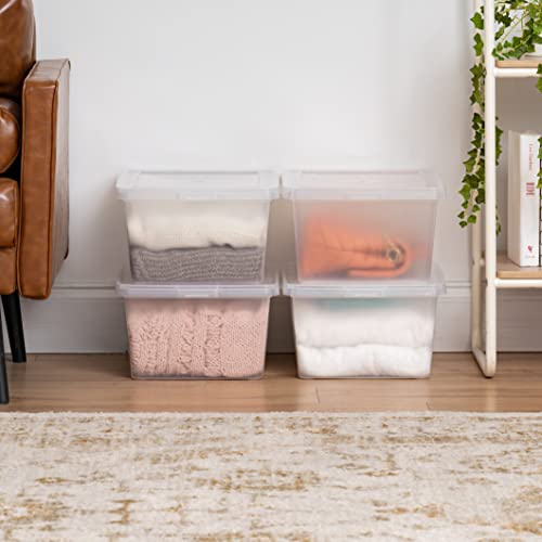 IRIS USA 4-Pack Storage Bins with Lids, 17 Quart, Shoe Boxes Clear Stackable Containers Organize Shoes Closet Shelves, Classroom Organization Teacher Tools, Game Storage - BPA-Free Plastic - size: 17 Qt, style: 4 Pack