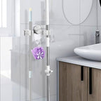 LELE LIFE 2 Pack Broom Holder Mop Hanger - Strong Suction Cup - No Drill Removable Broom Organizer Rack Wall Mount with Hooks for Bathroom Kitchen Garage, Clear - color: Clear