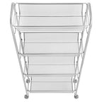 mDesign Slim Steel Metal Rolling Utility Cart Storage Organizer Trolley with 4 Basket Shelves for Laundry Room, Kitchen, Bathroom Organization - Narrow Holder for Detergent - Biro Collection, Silver