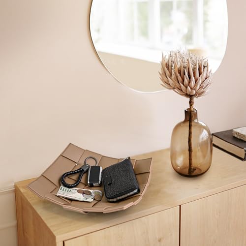 Valet Tray PU Leather Key Holder Bowl for Men and Women Entryway Table Nightstand Catchall Storage Organizer Tray for Wallet, Keys, Jewelry, Coins - Coffee, 9.8" L x 9.8" W x 2" H - color: Coffee