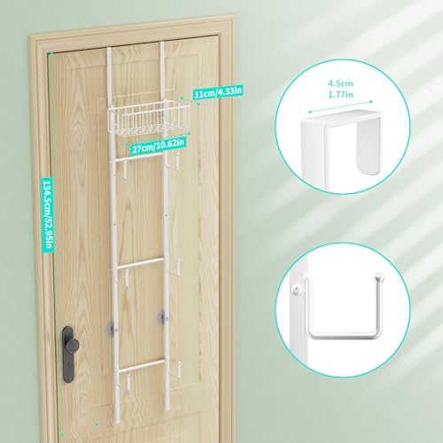 HapiRm Over Door Hat Rack - 2 Packs Wall Mounted Hat Holder with 6 Hooks and Metal Basket Design, Baseball Cap Organizer Storage Up to 32 Caps for Door, Bedroom, Closet, White - color: White, size: 2 Pack