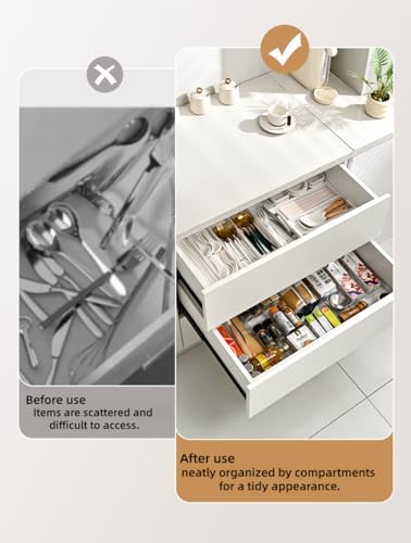Removable Drawer Storage Box with Four Sides - Multi-Function Storage Box for Organizing Make-up, Kitchen Utensils, Bathroom and Desktop Drawers (Clear) - color: Transparent
