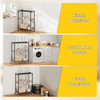 BORISI Broom And Mop Holder, Movable Broom Closet Storage Cabinet, Cleaning Cart with Mop Hanger Gripper Rack, Janitorial Cart, Utility Carts, Laundry Room Organization Home Essentials - size: Medium