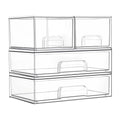 Vtopmart Stackable Storage Drawers Set of 4, Clear Plastic Organizer Bins for Bathroom Supplies,Ideal for Cabinet,Pantry,Laundry Room Organization - style: 2 Small+2 Wide