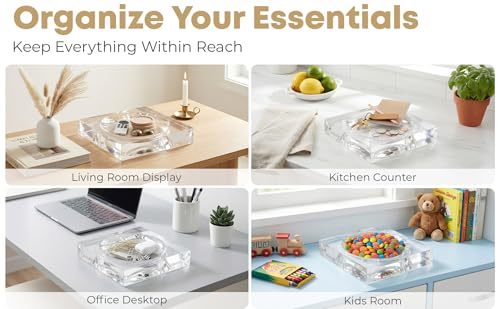 Clear Acrylic Catchall Tray - Decorative Jewelry Dish & Vanity Organizer for Keys, Rings, Earrings | Modern Minimalist Home Decor for Dresser, Nightstand, Entryway - color: Clear