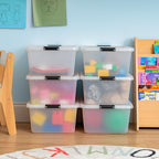 IRIS USA 6-Pack Clip Box with Latching Lids, 18 Quart Craft Storage Bins, Art & Writing Supply Containers for Home, Office & Classroom Organization - size: 18 Qt, style: 6 Pack