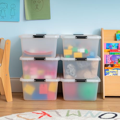 IRIS USA 6-Pack Clip Box with Latching Lids, 18 Quart Craft Storage Bins, Art & Writing Supply Containers for Home, Office & Classroom Organization - size: 18 Qt, style: 6 Pack