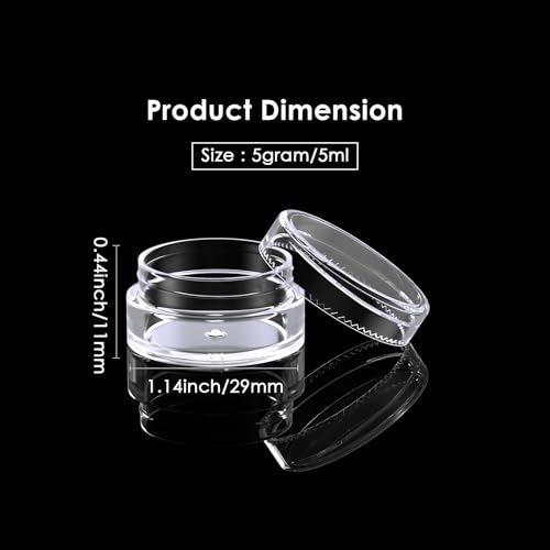 50 Pack 5 Gram 0.17OZ Clear Plastic Containers with Transparent Lids, Small Round Cosmetic Jars Makeup Travel Containers Jar for Cream, Bead, Eye Shadow, Samples, Lotions, Powders, Lip Gloss - color: Clear Lid, size: 0.17 Ounce