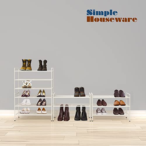 Simple Houseware 3-Tier Stackable Mesh Shoe Rack, White - color: White, style: Mesh Panel