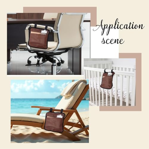 GORGECRAFT 41 * 30cm Beach Chair Hanging Bag Armrest Chair Side Organizer Cloth Bedside Caddy Organizers Bed Buk Storage Bag Wheelchair Hanging Side Pocket Bag for Tablet Cellphone Remote Control - color: Coconut Brown