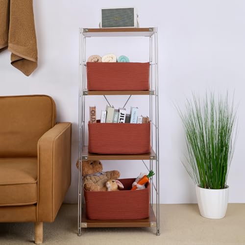 MiniArk Large Storage Baskets for Shelves, Closet Organizers Bins for Clothes Blanket Towels, Baby Nursery, Toy Baskets Box, Woven Rope Baskets, 17 x 13 x 7.5”, 2 Packs Oxide Red - color: Oxide Red, size: 2pcs-L17×W13×H7.5"