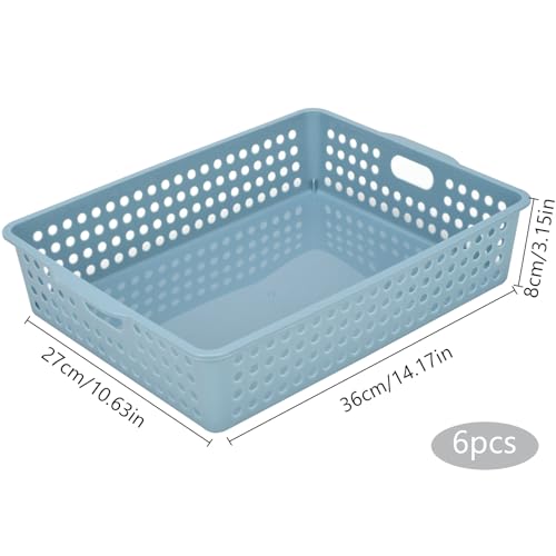 Modern 6-Pack Stackable Paper Trays with Handles, A4 Desktop Document Organizer for Classroom, Office, Homework Collection