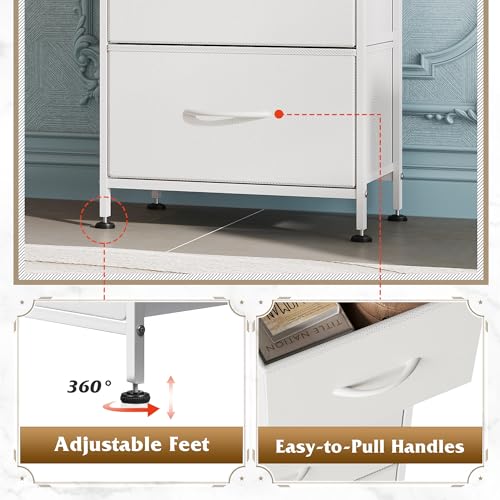 WLIVE Dresser with 4 Drawers, Storage Tower, Organizer Unit, Fabric Dresser for Bedroom, Hallway, Entryway, Closets, Sturdy Steel Frame, Wood Top, Easy Pull Handle, White - color: White