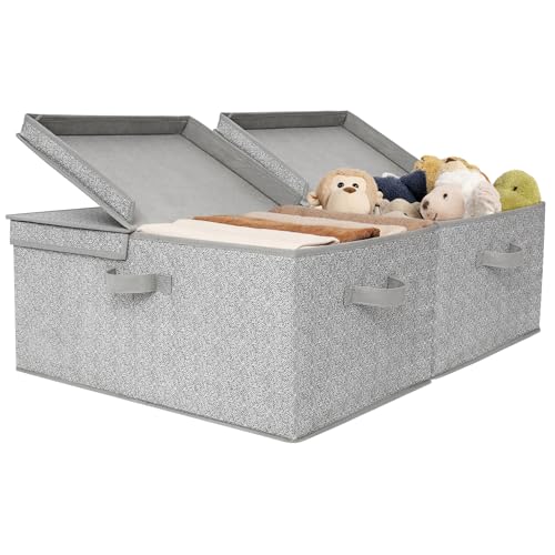 GRANNY SAYS Large Storage Bins with Lids, Decorative Storage Box for Shelves, Fabric Storage Bins Foldable, Storage Basket for Clothes, Keepsake Box, Jumbo, Gray, 2-Pack - color: Gray, size: Extra Large - 2 Pack