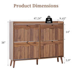 Bifins Shoe Storage Cabinet with 4 Wavy Fluted Flip Drawers, Modern 47.2” Wide Hidden Narrow Shoe Rack Cabinet for Entryway Foyer Hallway (Walnut 4 Drawer) - color: Walnut 4 Drawer