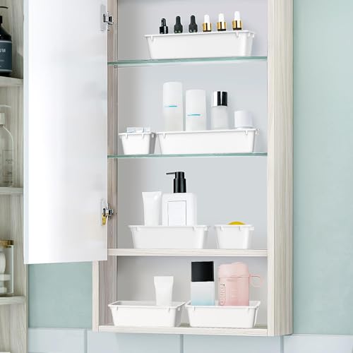 WOWBOX 25 PCS Plastic Drawer Organizer Set, 4 Sizes Desk Drawer Divider Organizers and Storage Bins for Makeup, Jewelry, Gadgets for Kitchen, Bedroom, Bathroom, Office, White - color: White