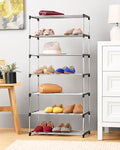 Whitmor 7-Tier Shoe Rack - Small Space Solution - Store up to 14 Pairs of Shoes - Organize Shoes & Accessories - Chrome & Black - size: 7-Tier