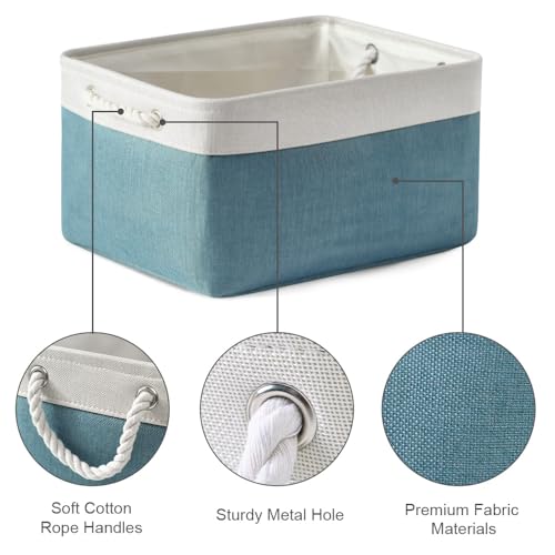 TheWarmHome Fabric Storage Bin with Handles,Storage Basket for Home Storage and Organization, Shelf Basket with Cover for Living Room Bedroom Closet（White & Green Large,15.7L*11.8W*8.3H - color: White And Green, size: Large - 15.7Lx11.8Wx8.3H