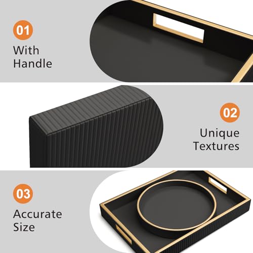 SANZIE Leather Tray Desktop Storage Organizer Premium Serving Tray Decorative Tray Valet Tray for Sundries Cosmetics Phone Wallet Cutlery (Black Holder) - color: Black Holder