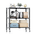 Simple Deluxe 3-Tier Folding Storage Shelves, 27.95" W x 14.96" D x 34.25" H Foldable Shelving Unit, 750 Lbs Loading Capacity, Black - color: Black, size: 3-Tier, 28"W x 15"D x 34"H