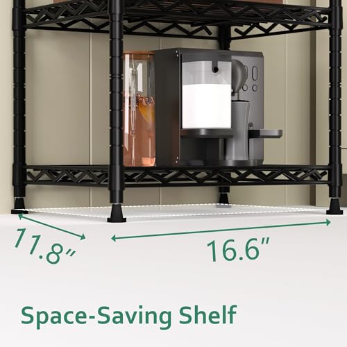 GIOTORENT 6-Tier Storage Shelves Standing Shelving Metal Units, Adjustable Height Wire Shelf Display Rack for Pantry Laundry Bathroom Kitchen 16.6” x 11.8” x 63”, Black - color: Black, size: 11.8D x 16.6W x 63.0H (6Tier)