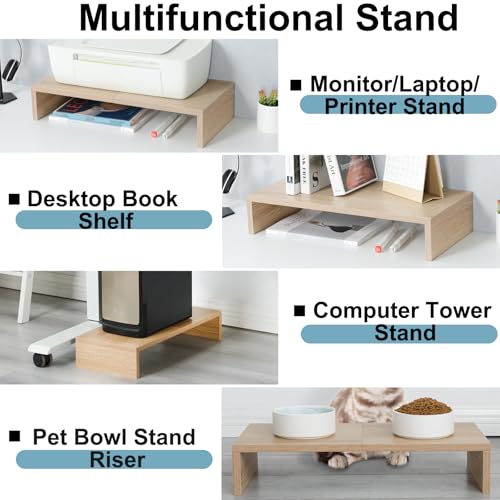 TEAMIX 2 Pack Monitor Stand Riser-20 inch, Wooden Desktop Riser for TV/PC/Laptop/Printer, Cozy Monitor Riser with Storage, Computer Stand Space-Saving - color: Maple, size: 2 Pack-20 inch
