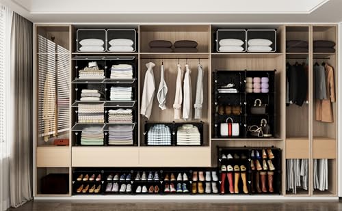 HOMIDEC Shoe Rack Organizer, 8 Tier Shoe Storage Cabinet 48 Pair Plastic Shoe Organizer Shelves for Closet Hallway Bedroom Entryway - color: Black, style: 3 by 8