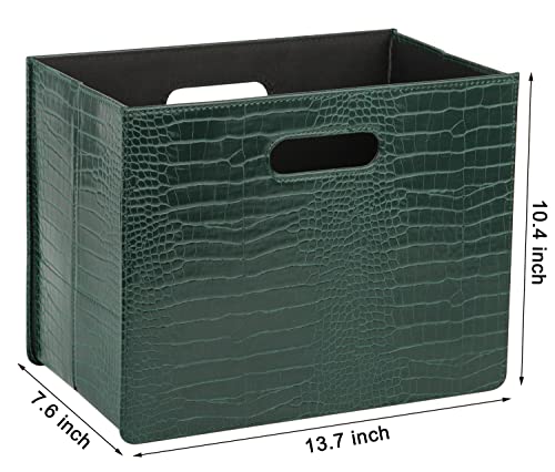 HofferRuffer Magazine Basket Holder, Foldable Magazine Rack, Document File Holder Organizer, File Folder, Newspaper Storage Bin Organizer for Home or Office (Green) - color: Green