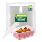 Freshware Food Storage Containers [50 Set] 34 oz Plastic Deli Containers with Lids, Slime, Soup, Meal Prep Containers, BPA Free, Stackable, Leakproof, Microwave, Dishwasher and Freezer Safe - size: 34 oz - 50 Set