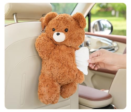 Cute Tissue Box Cover Plush Tissue Box Holder for Car, Home, Decorative Holder/Organizer for Bathroom Vanity Countertop, Nightstands, Office Desk-Bear02 - color: Bear 02