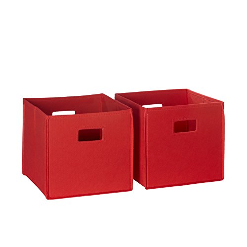 RiverRidge Folding Storage Bins with Handles Red Cube Storage Organizer for Closet, Bedroom & Playroom - Closet Organizers and Storage Set of 2 - color: 2 Red Bins