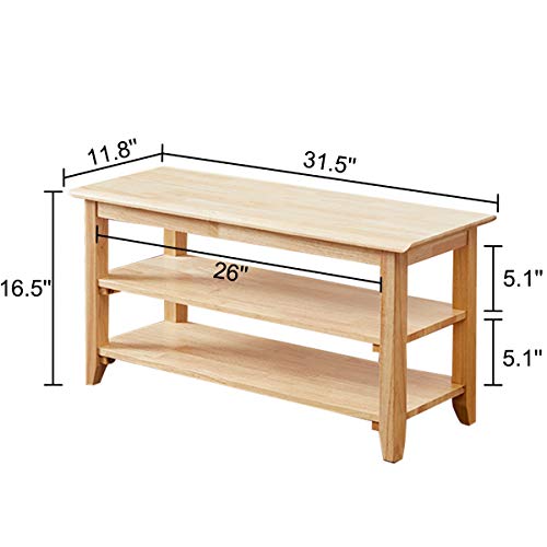 XKZG Storage Bench Wooden Shoe Rack Bench Simple Style Wood Entryway Bench (Natural,31.5") - color: Natural, size: 31.5"W x 11.8"D x 16.5"H
