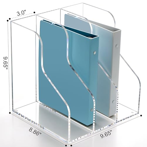 SANRUI 3 Slots Acrylic Magazine Holder, Desktop File Sorter Organizer Rack Bookshelf, Workspace Sorters Office Desk Accessories Organization Storage Stand, Clear - style: A4 File Rack