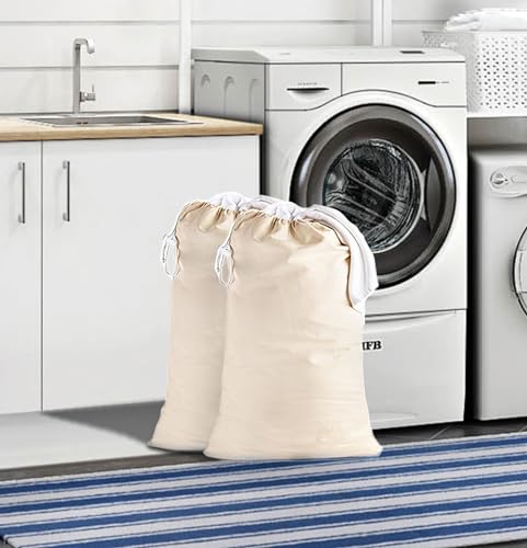 Cotton Craft - 2 Pack Extra Large 100% Cotton Canvas Heavy Duty Laundry Bags - Natural Cotton - 28"x36" - Versatile - Multi Use - size: Laundry Bag / 2 Pack