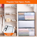 Vieshful 5 Pack 60L Clear Storage Bags with Zipper and Handles, Tear-Resistant Foldable Plastic Storage and Organizers for Clothes, Bedding, Duvets, Toys, for Closet & Moving